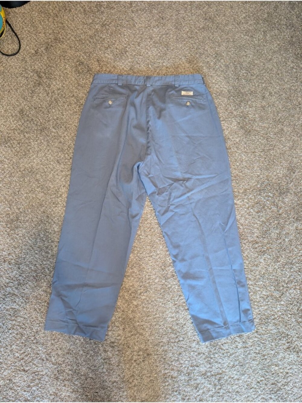 Polo Ralph Lauren Philip Pants Mens 38x30 Blue Pleated Chino Vintage Solid - Picture 8 of 12